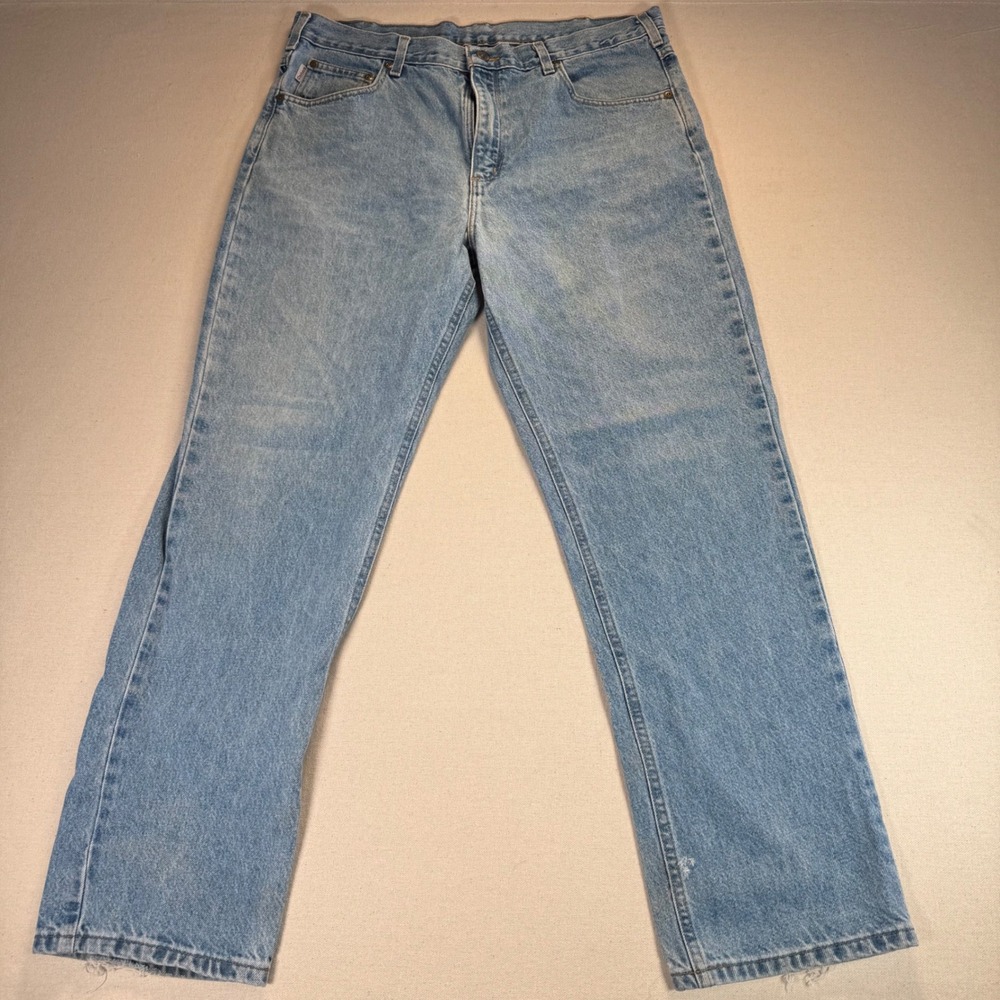 Carhartt 38 x 32 Traditional Fit Mens Jeans Light Wash Denim Classic 5 Pocket